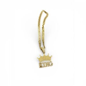 Hip Hop Iced Pendant Cuban Link Chain – Gold Tone  – 30”